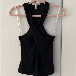 BCBGMaxAzria Black Asymmetrical Cut Out Tank Top